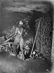 Interior of Catacombs, Paris, 1861
